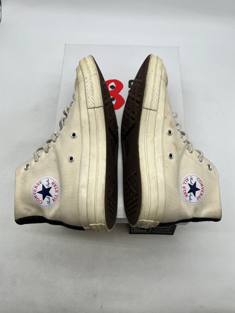 Converse Chuck Taylor All Star 70 Hi Comme des Garcons PLAY White 8 (Heavily Worn Pre-Owned) - Image 7