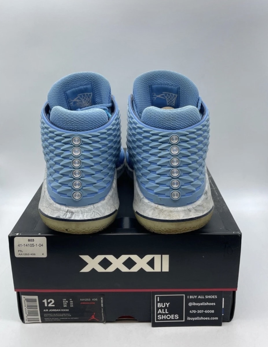 Jordan XXXII UNC 12 (Moderately Worn Pre-Owned)JordanUniversity Blue/College Navy - Image 3