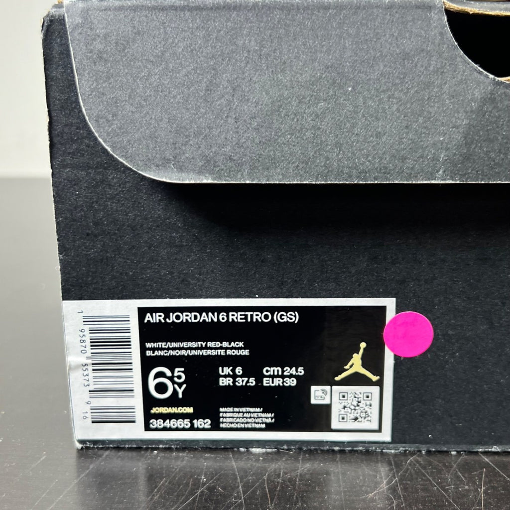 Jordan 6 Retro Red Oreo (GS) 6.5Y (Lightly Worn Pre-Owned)JordanWHITE/UNIVERSITY RED-BLACK - Image 4