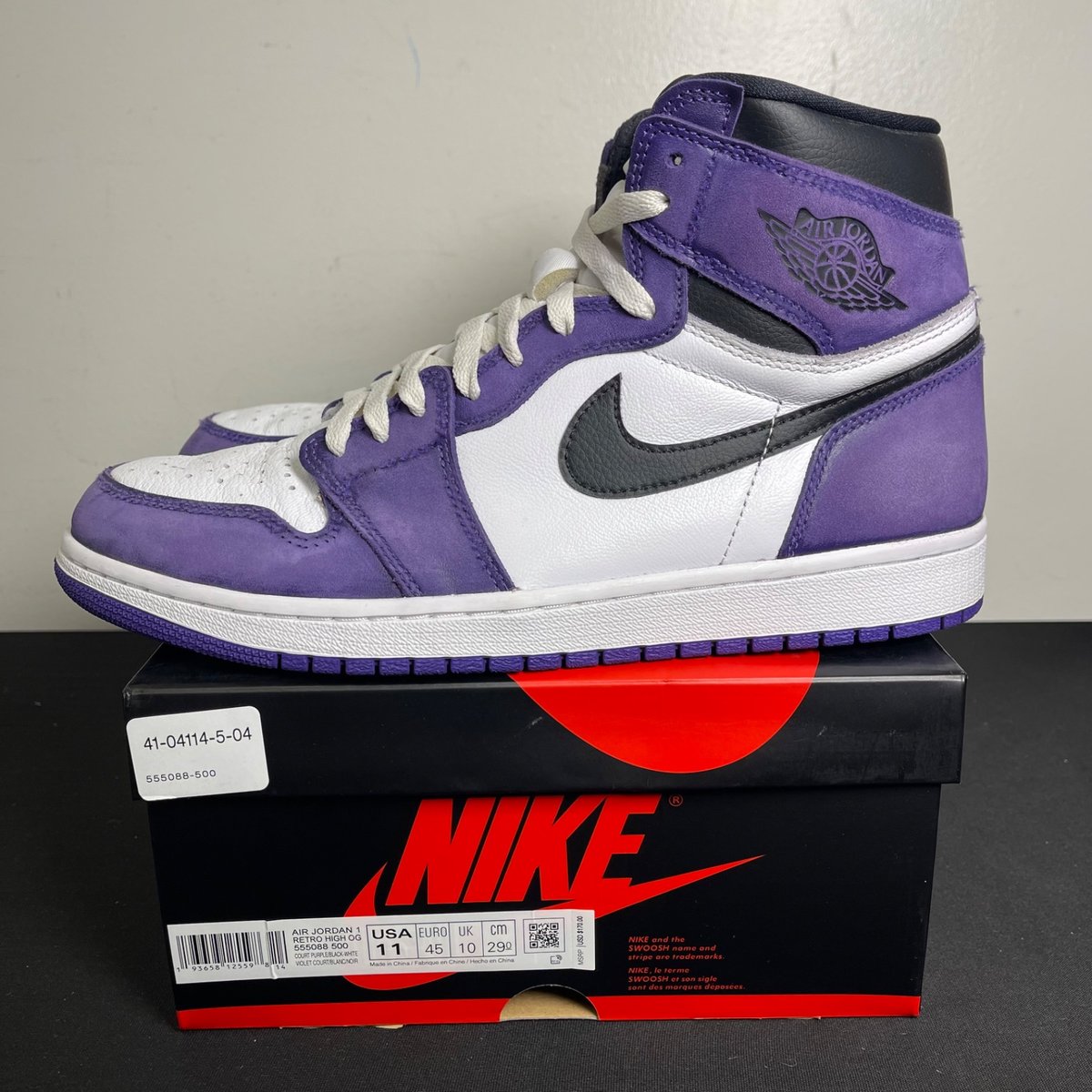 Jordan 1 Retro High Court Purple White (Size 11) - aux
