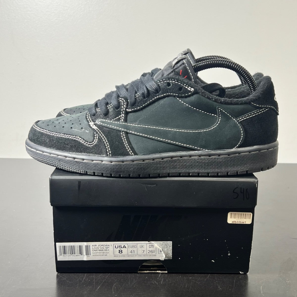 Jordan 1 Retro Low OG SP Travis Scott Black Phantom 8 (Moderately Worn Pre-Owned)JordanBlack/Phantom-Ale Brown-Racer Blue-Team Orange - Image 3