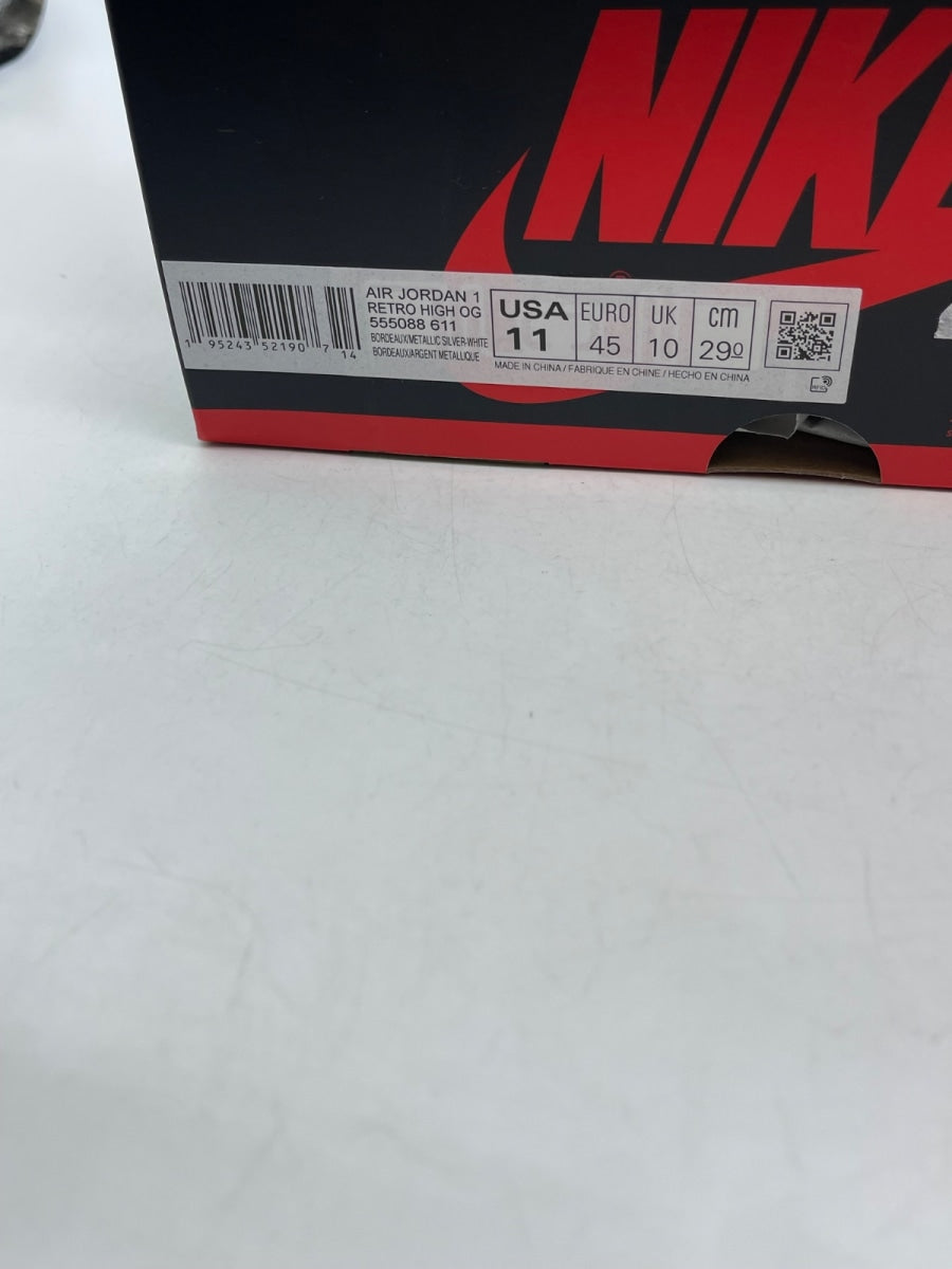 Jordan 1 Retro High OG Bordeaux 11 (Moderately Worn Pre-Owned)JordanBordeaux/White-Metallic Silver - Image 9