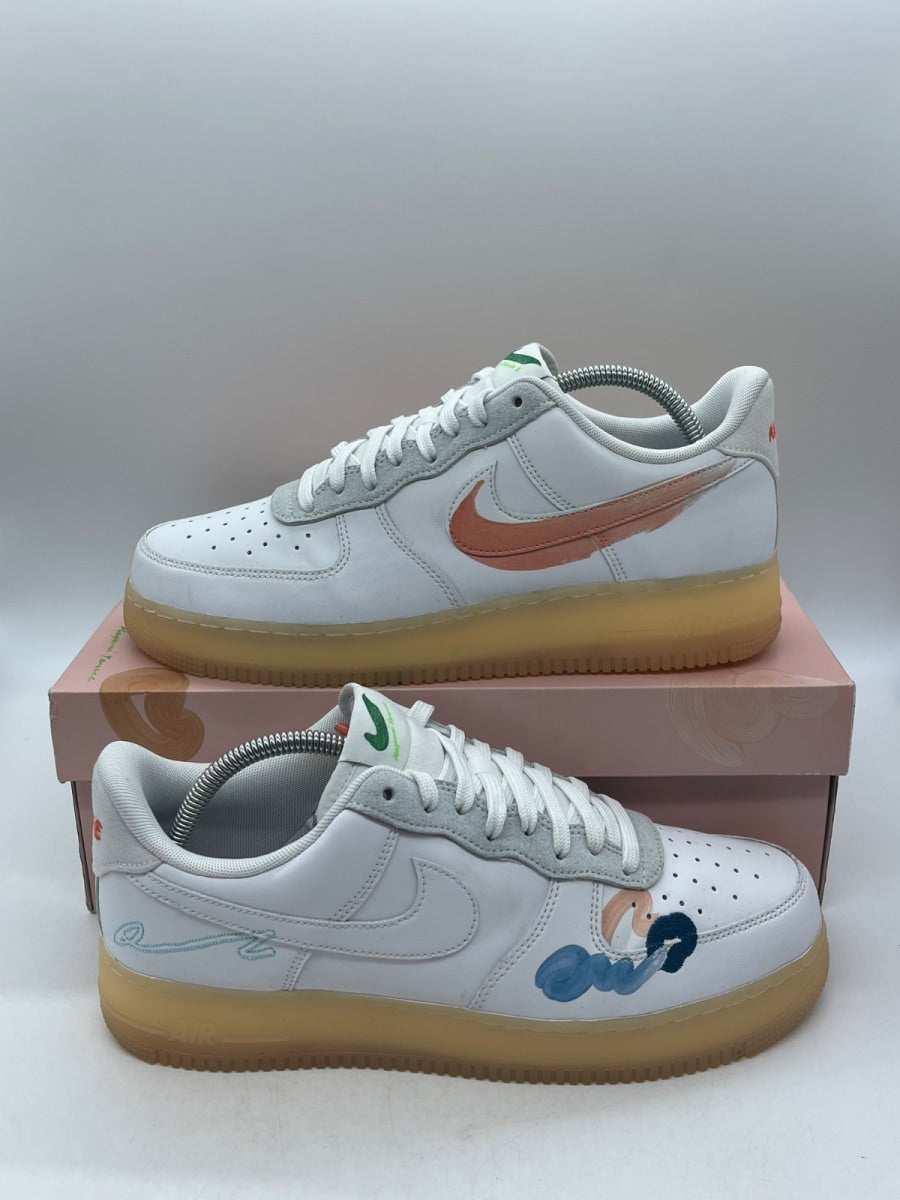 Nike Air Force 1 Flyleather Mayumi Yamase White 10 (Moderately Worn Pre-Owned)NikeWhite/White-White - Image 1