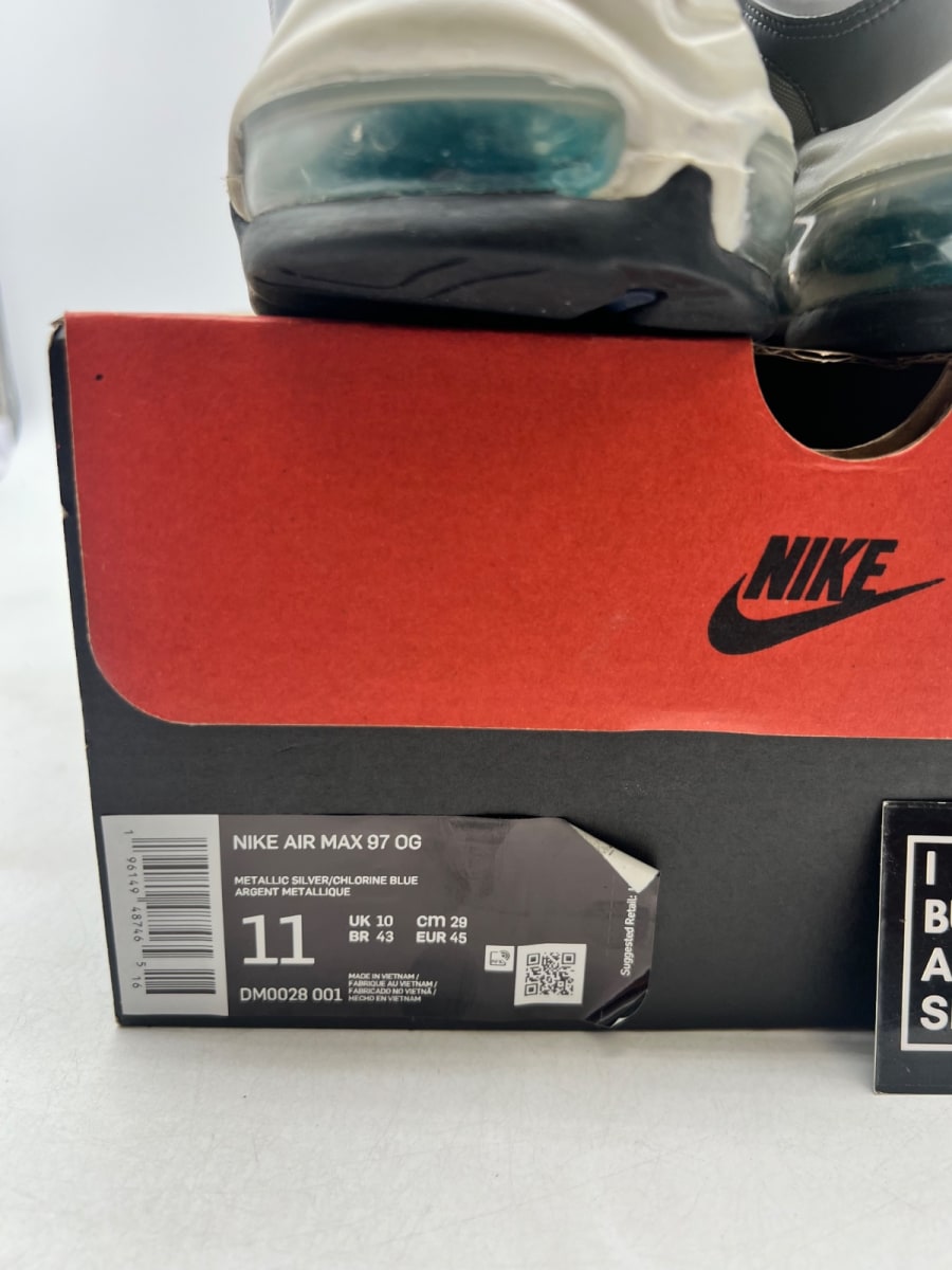 Nike Air Max 97 Metallic Silver Chlorine Blue 11 (Lightly Worn Pre-Owned) - Image 6