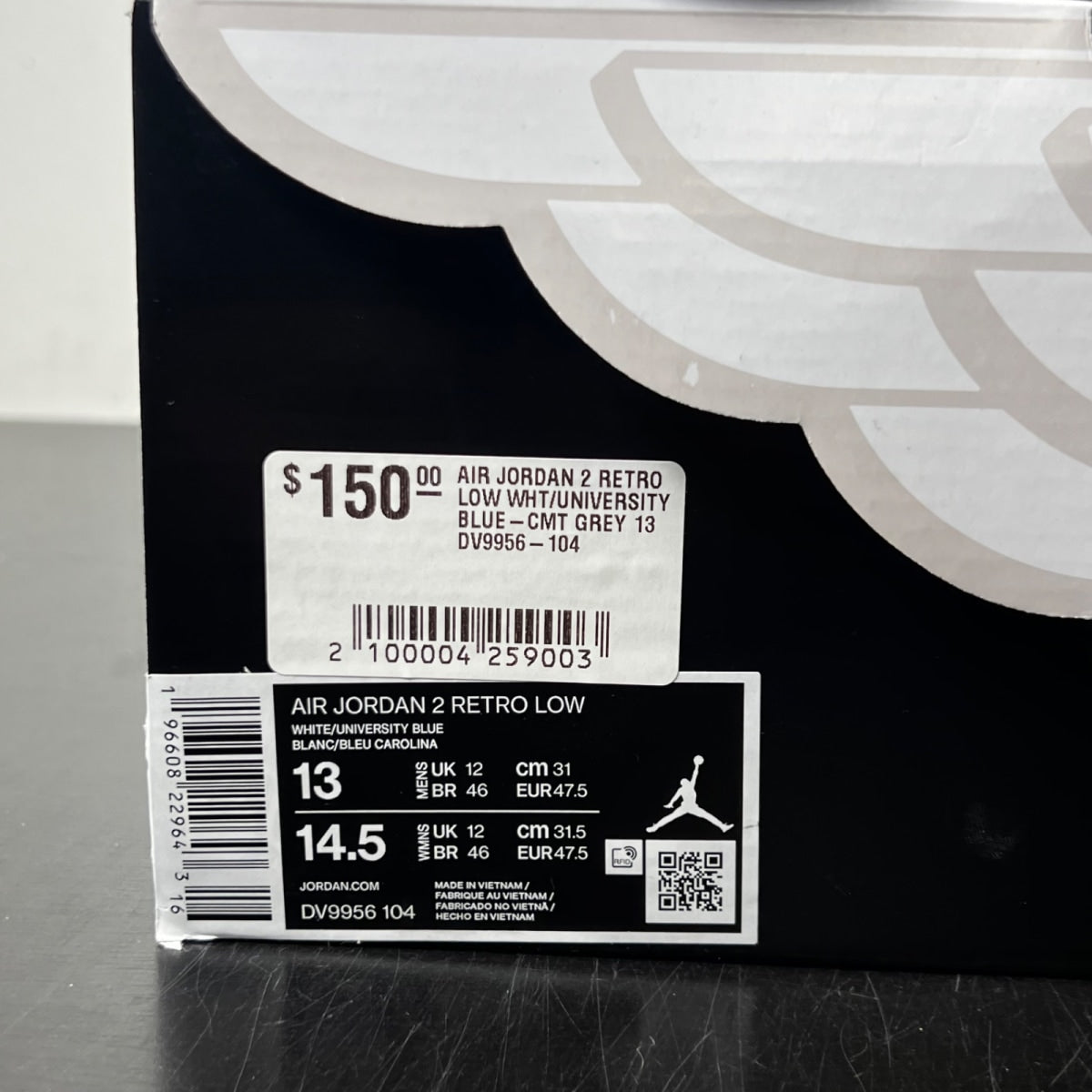 Jordan 2 Retro Low UNC 13 (Lightly Worn Pre-Owned)JordanWhite/University Blue-Cement Grey - Image 5