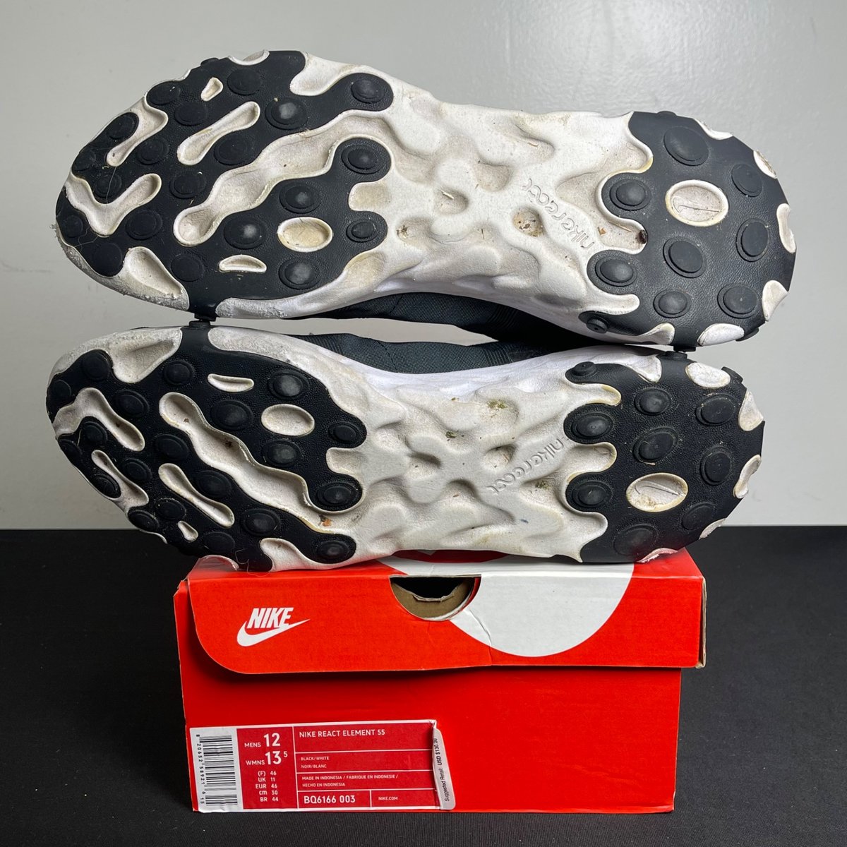 Nike React Element 55 Black White (Size 12) - aux