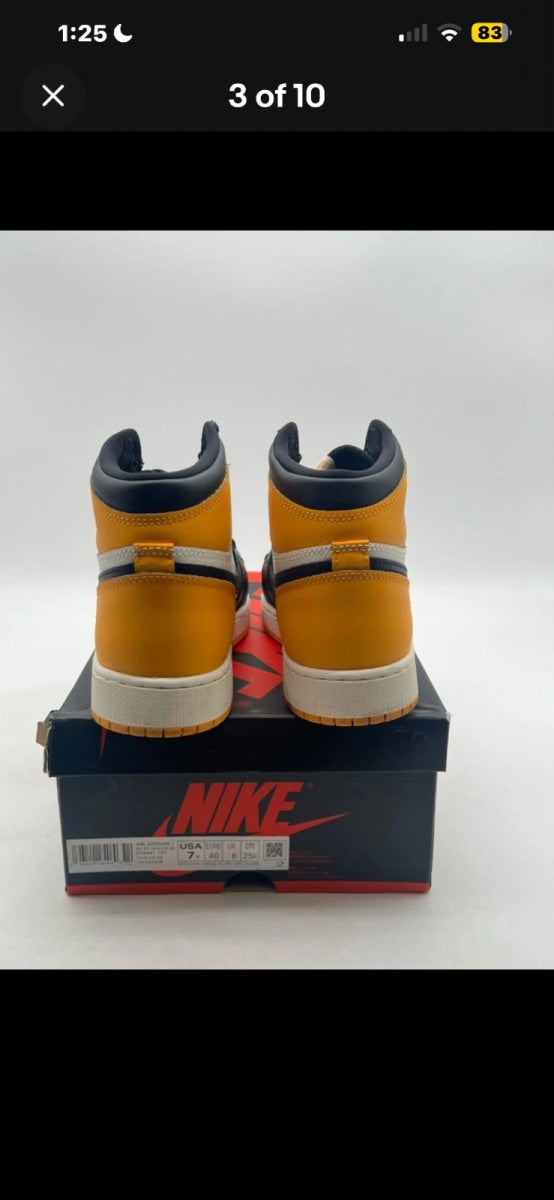 Jordan 1 Retro High OG Taxi (GS) 7Y (Lightly Worn Pre-Owned)JordanTaxi/Black-Sail - Image 3