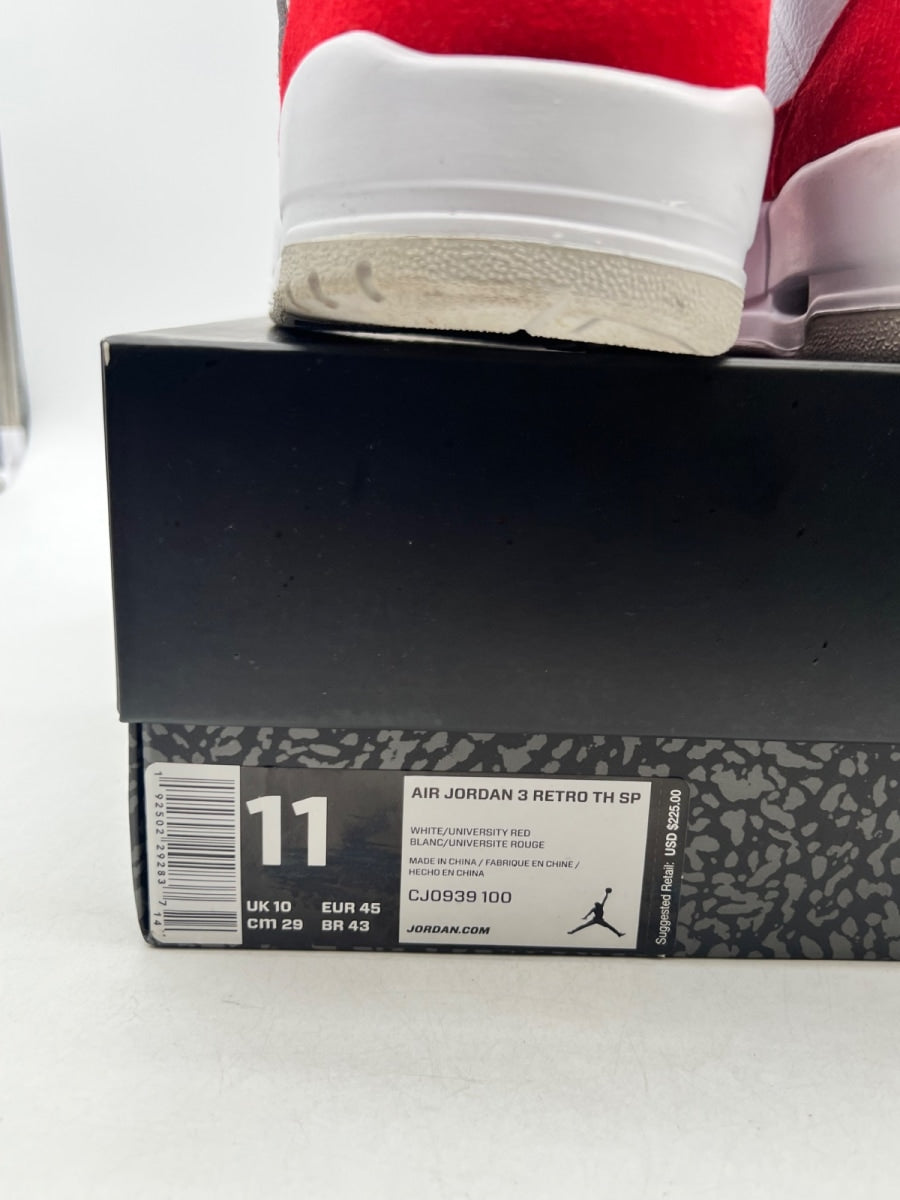 Jordan 3 Retro Tinker White University Red 11 (Moderately Worn Pre-Owned)JordanWhite/University Red-Neutral Grey - Image 6