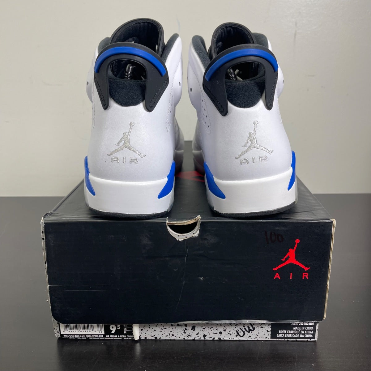 Jordan 6 Retro Sport Blue (2014) 9.5 (Moderately Worn Pre-Owned)JordanWhite/Sport Blue-Black - Image 4