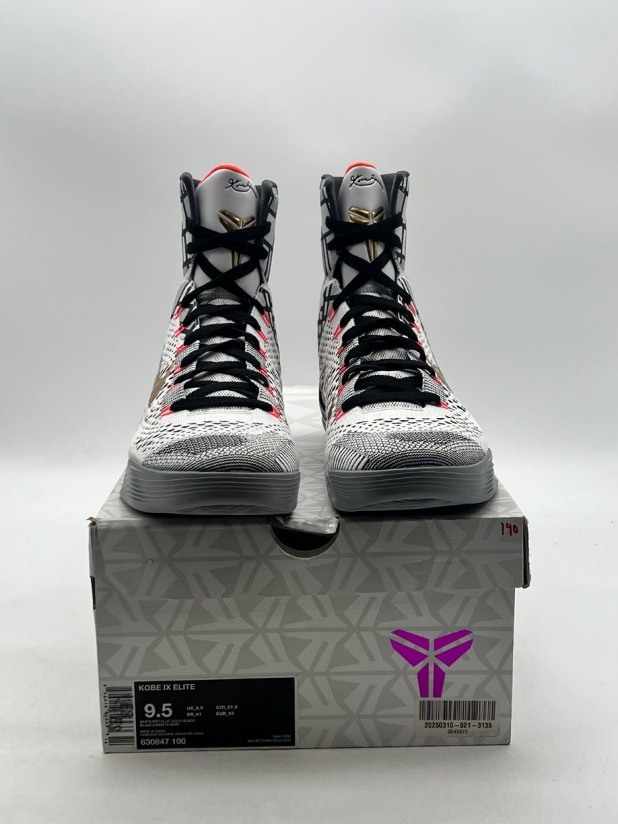 Nike Kobe 9 Elite Gold Fundamentals 9.5 (Lightly Worn Pre-Owned)NikeWhite/Metallic Gold-Black - Image 2