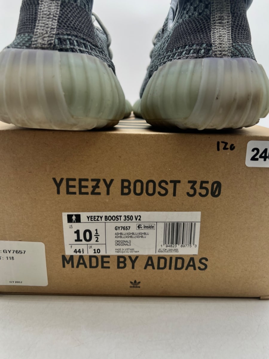 adidas Yeezy Boost 350 V2 Ash Blue 10.5 (Lightly Worn Pre-Owned)adidasAsh Blue/Ash Blue/Ash Blue - Image 4
