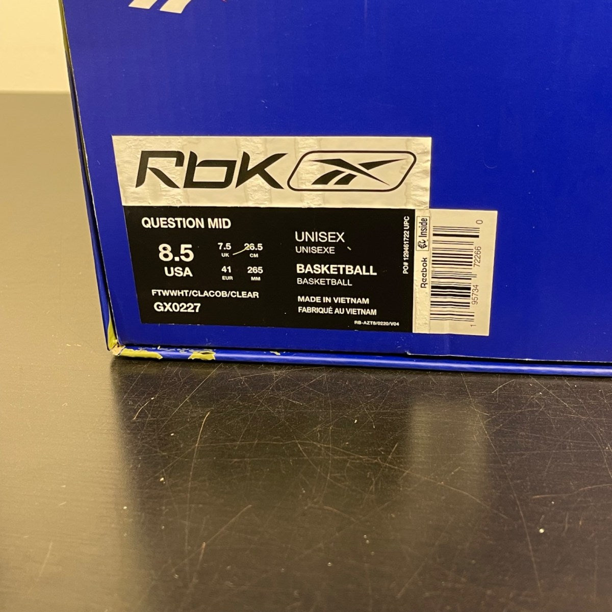 Reebok Question Mid 'Blue Toe' 2022 8.5 (Moderately Worn Pre-Owned)Reebok - Image 7