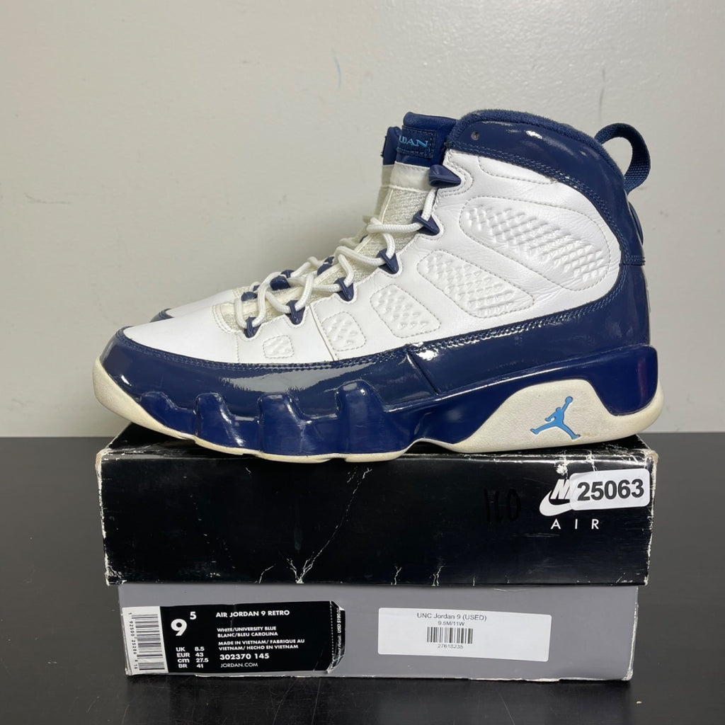 Jordan 9 Retro Pearl Blue 9.5 (Moderately Worn Pre-Owned)JordanWhite/University Blue-Midnight Navy - Image 3