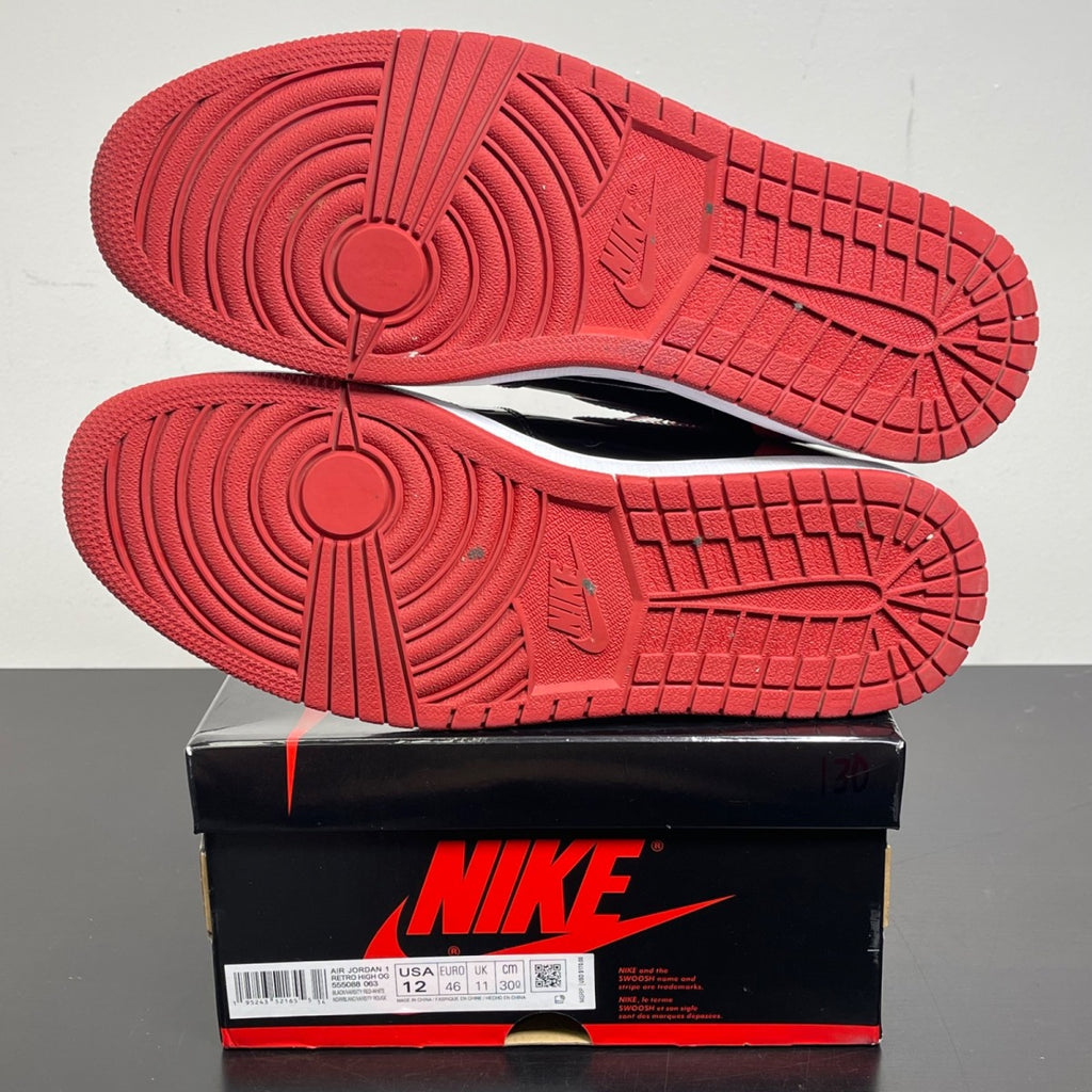 Jordan 1 Retro High OG Patent Bred 12 (Moderately Worn Pre-Owned)JordanBlack/White-Varsity Red - Image 5