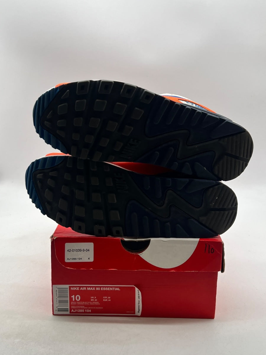 Nike Air Max 90 White Photo Blue Total Orange 10 (Moderately Worn Pre-Owned)NikeWhite/Photo Blue-Total Orange-Midnight Navy-Dark Grey - Image 8