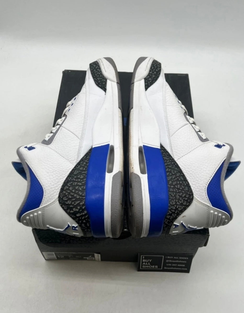 Jordan 3 Retro Racer Blue 12 (Lightly Worn Pre-Owned)JordanWhite/Black-Cement Grey-Racer Blue - Image 4