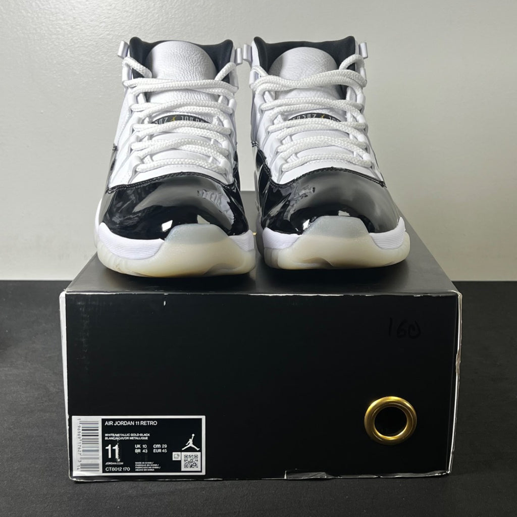 Jordan 11 Retro DMP Gratitude (2023) 11 (Lightly Worn Pre-Owned)JordanBlack/White/Metallic Gold - Image 2
