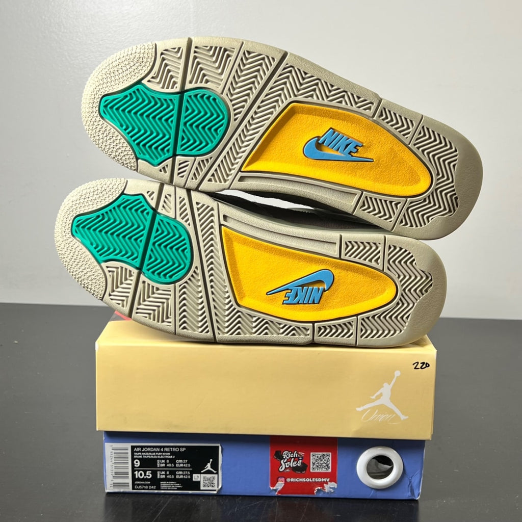 Jordan 4 Retro SP 30th Anniversary Union Taupe Haze 9 (Lightly Worn Pre-Owned)JordanTaupe Haze/Blue Fury-Khaki-Roma Green - Image 6