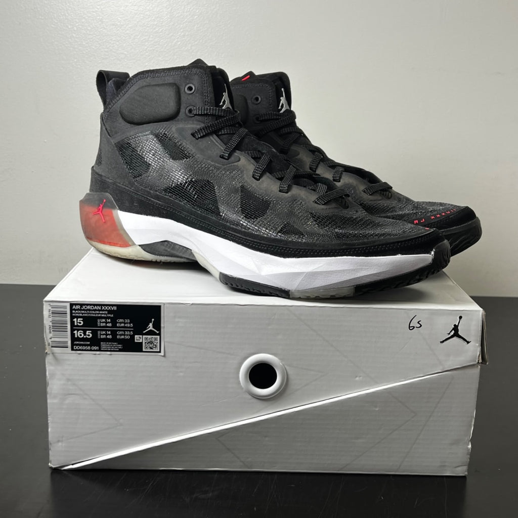 Jordan 37 Black Hot Punch 15 (Heavily Worn Pre-Owned)JordanBlack/White/Hot Punch/Multicolor - Image 1