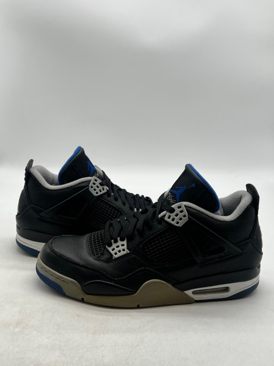 Jordan 4 Retro Motorsports Alternate 12 (Moderately Worn Pre-Owned)JordanBlack/Game Royal-Matte Silver-White - Image 1