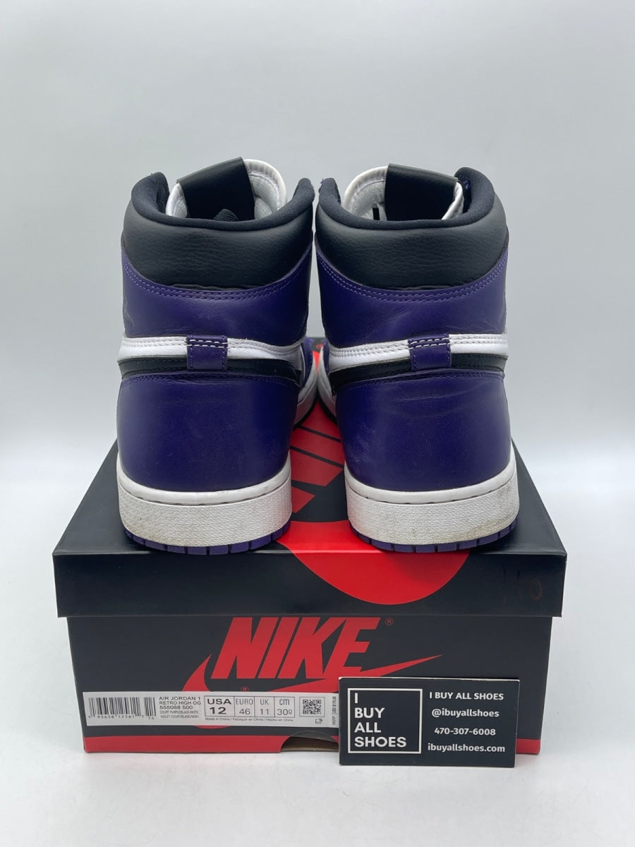 Jordan 1 Retro High Court Purple White 12 (Moderately Worn Pre-Owned) - Image 3