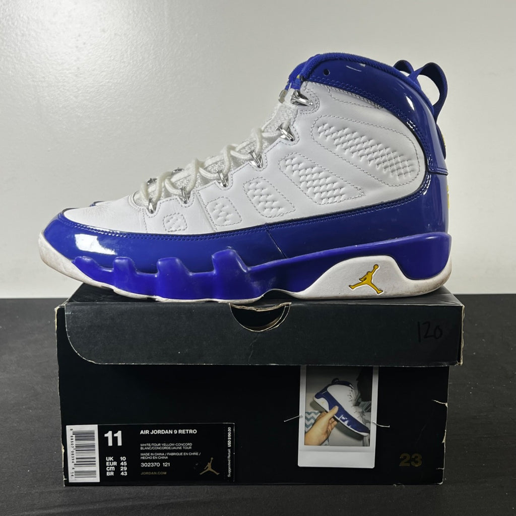 Jordan 9 Retro Kobe Bryant PE 11 (Lightly Worn Pre-Owned)JordanWhite/Concord-Tour Yellow - Image 3