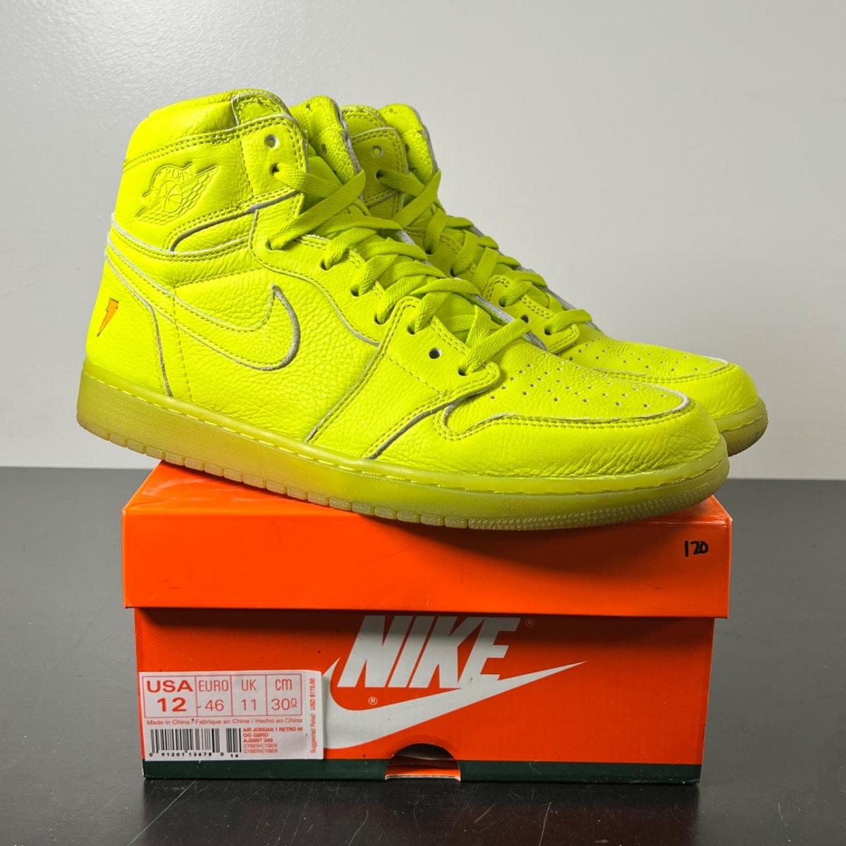 Jordan 1 Retro High Gatorade Cyber 12 (Lightly Worn Pre-Owned)JordanCyber/Cyber - Image 1