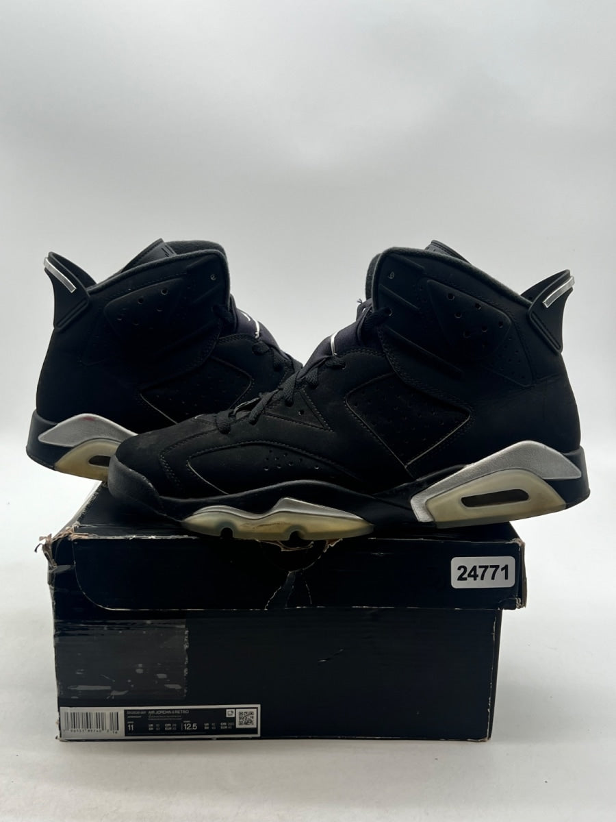 Jordan 6 Retro Chrome 11 (Moderately Worn Pre-Owned)JordanBlack/Black/Metallic Silver - Image 1