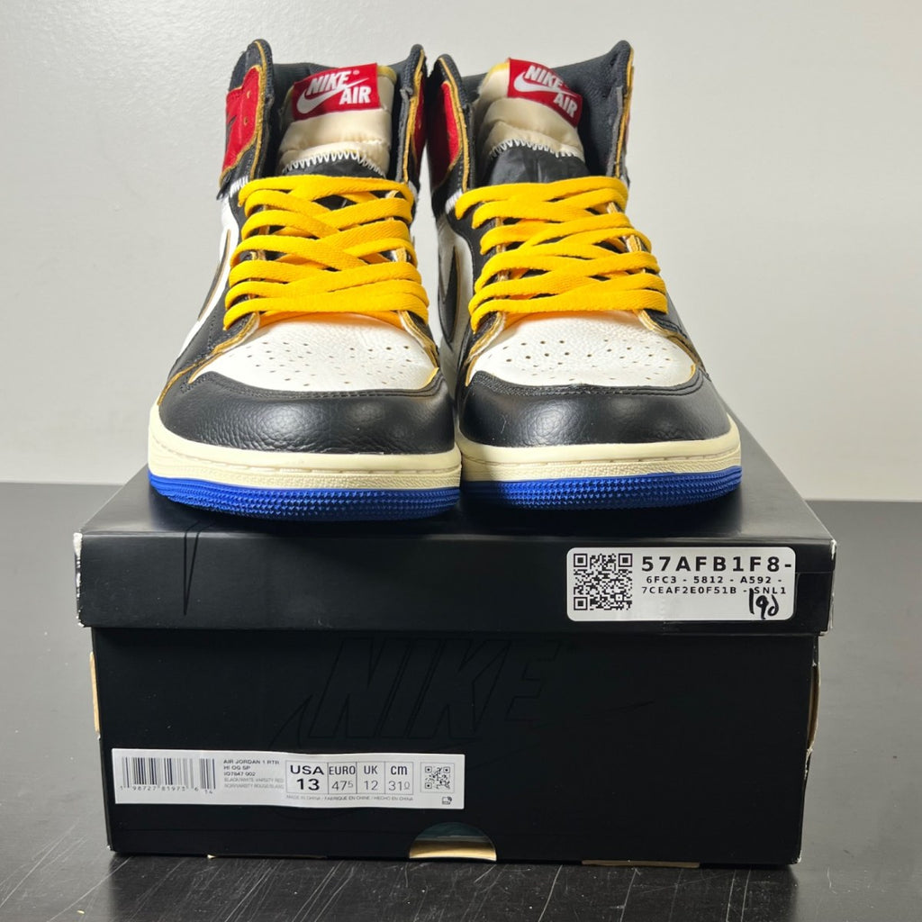 Jordan 1 Retro High OG SP Fragment x Union LA Varsity Red Sport Royal 13 (Lightly Worn Pre-Owned)JordanBlack/White/Varsity Red/Sport Royal - Image 2