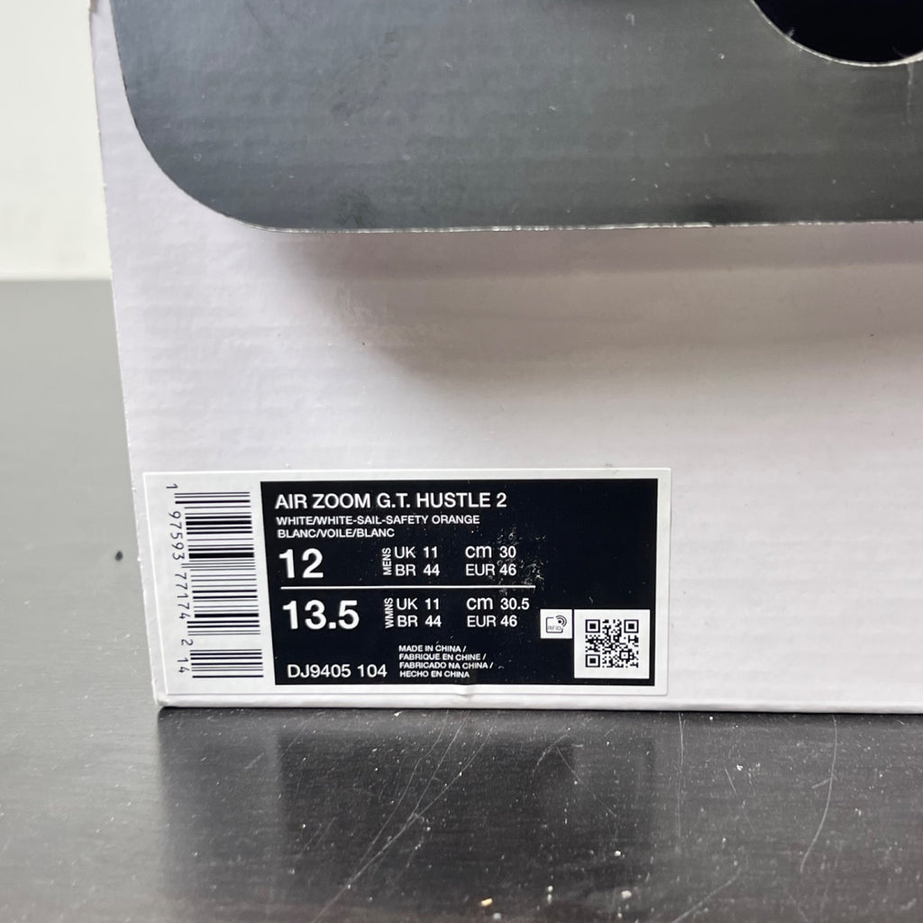 Nike Air Zoom GT Hustle 2 White Sail 12 (Lightly Worn Pre-Owned)NikeWhite/Sail/Safety Orange/White - Image 5