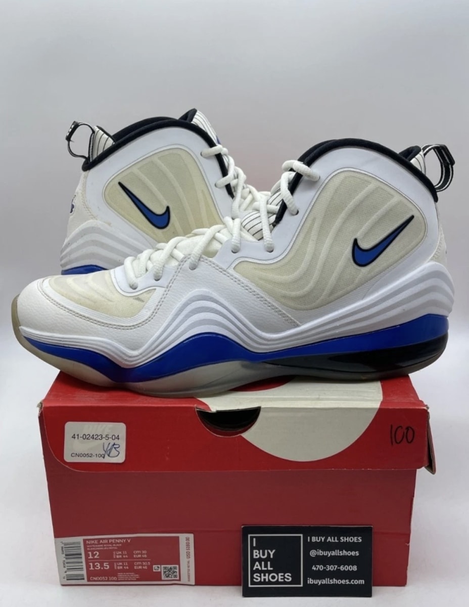 Nike Air Penny 5 Orlando Home 12 (Moderately Worn Pre-Owned)NikeWhite/Black-Varsity Royal - Image 1