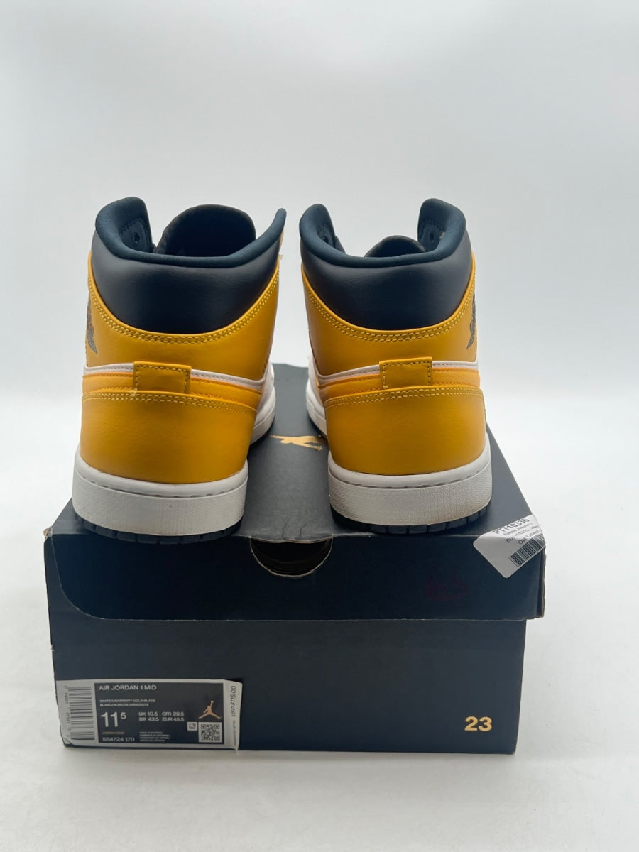 Jordan 1 Mid University Gold 11.5 (Lightly Worn Pre-Owned)JordanWhite/University Gold-Black - Image 5