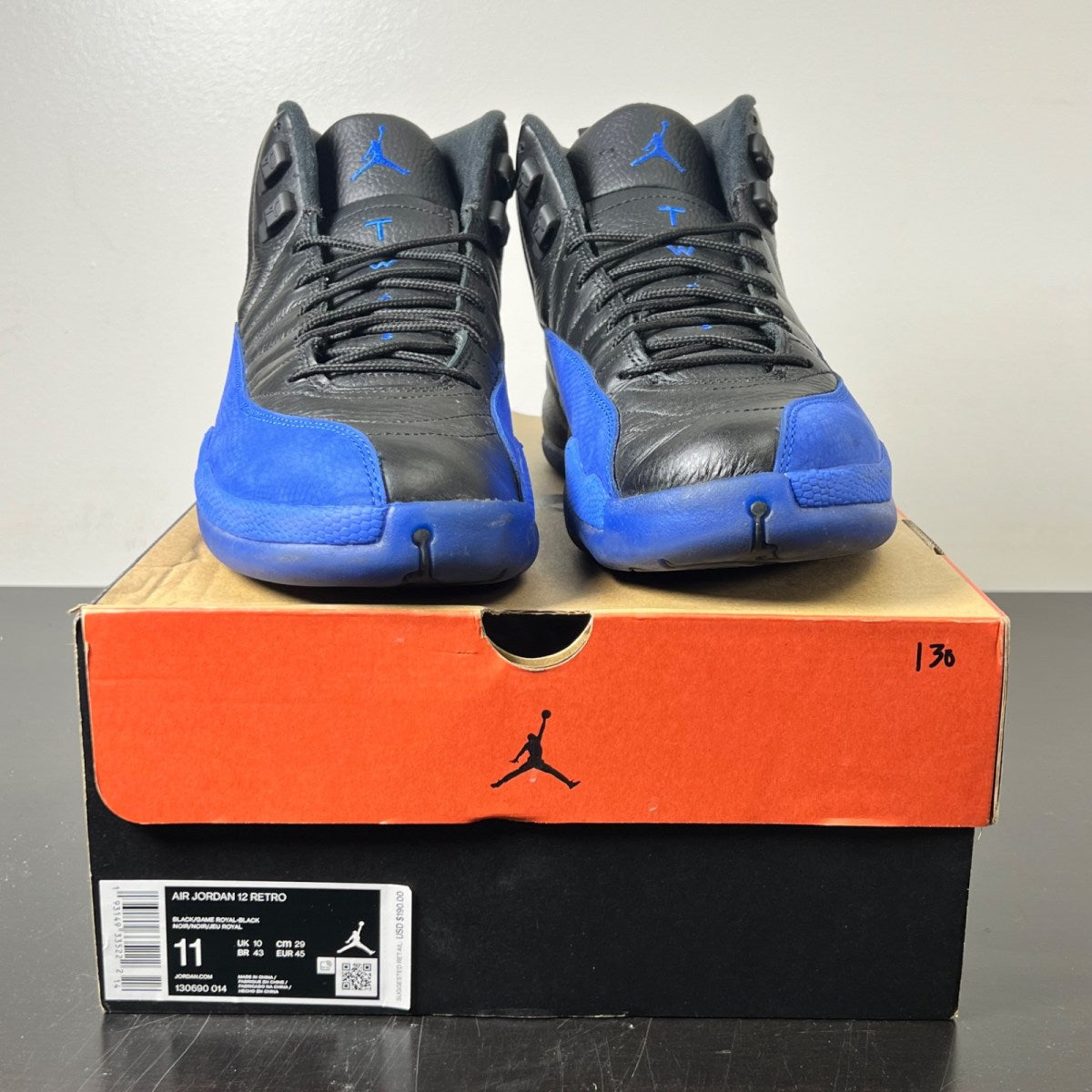 Jordan 12 Retro Black Game Royal 11 (Moderately Worn Pre-Owned)JordanBlack/Game Royal-Black - Image 2