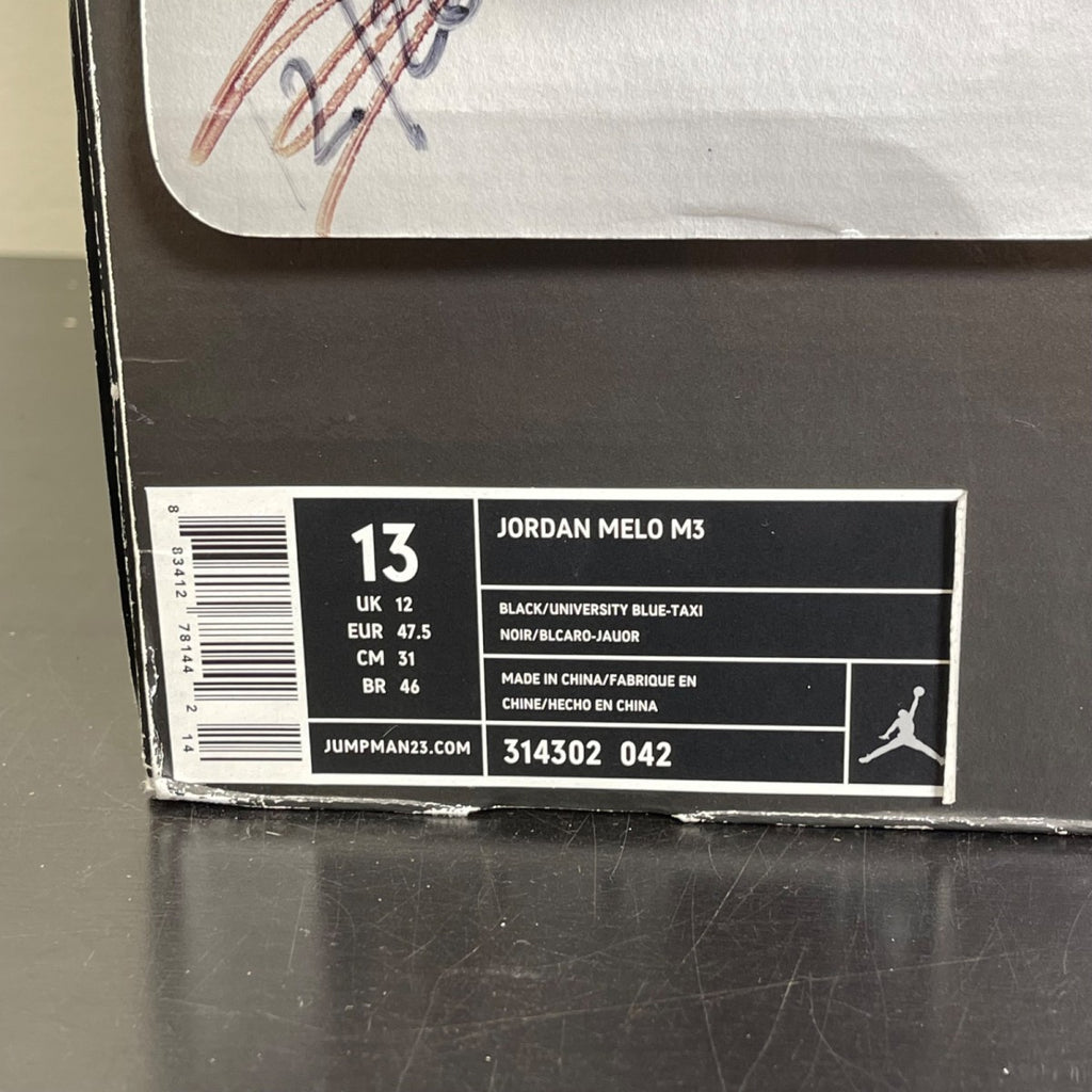 Jordan Melo M3 Black University Blue 13 (Moderately Worn Pre-Owned)JordanBlack/University Blue/Taxi - Image 7