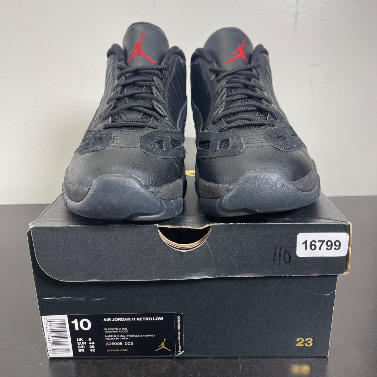 Jordan 11 Retro Low IE Referee (2015) 10 (Moderately Worn Pre-Owned)JordanBlack/True Red - Image 2
