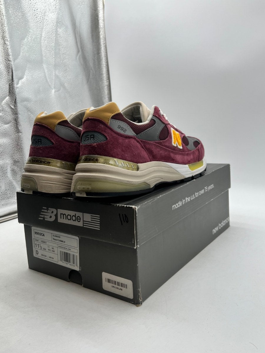 New Balance 992 Burgundy Gold 11.5 (Lightly Worn Pre-Owned)New BalanceBurgundy/Yellow/White - Image 3