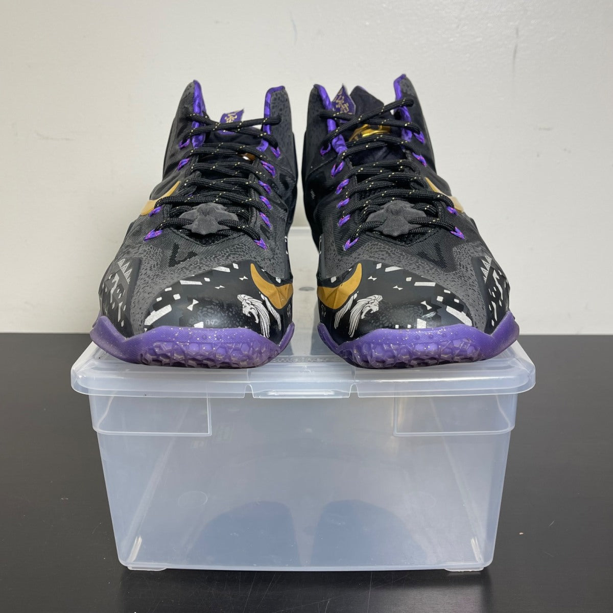 Nike LeBron 11 Black History Month 10.5 (Moderately Worn Pre-Owned)NikeAnthracite/Metallic Gold-Purple Venom - Image 2