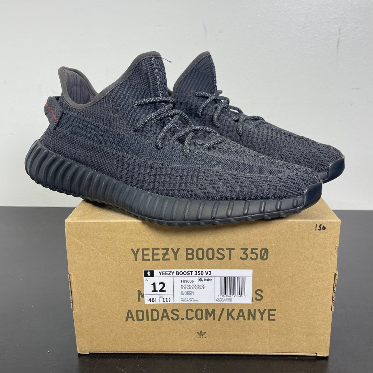 adidas Yeezy Boost 350 V2 Black (Non-Reflective) 12 (Moderately Worn Pre-Owned)adidasBlack/Black/Black - Image 1