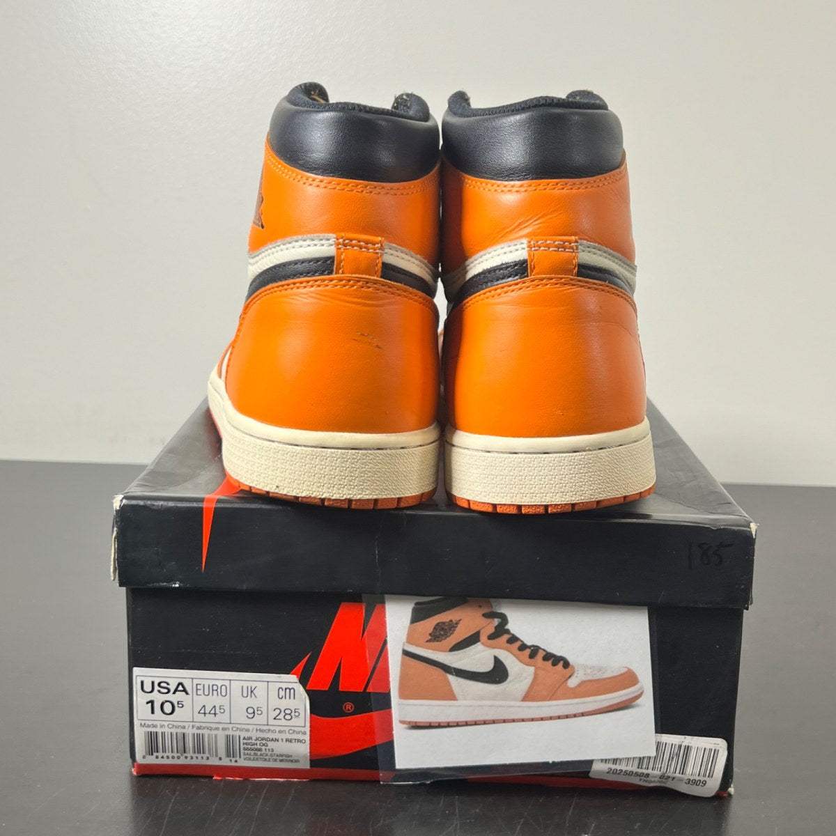 Jordan 1 Retro Reverse Shattered Backboard 10.5 (Moderately Worn Pre-Owned)JordanSail/Starfish-Black - Image 5