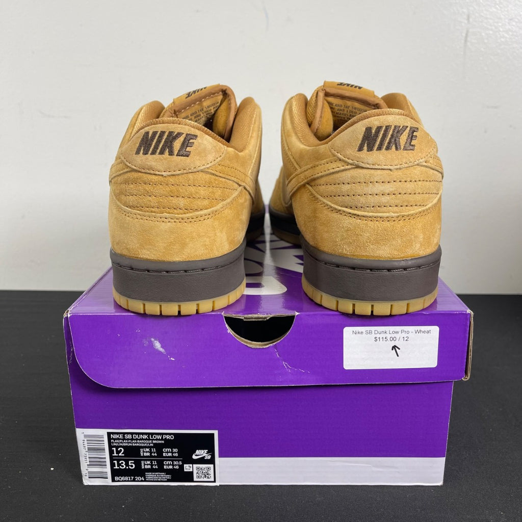Nike SB Dunk Low Wheat 12 (Moderately Worn Pre-Owned)NikeWheat/Wheat-Baroque Brown-Gum - Image 4
