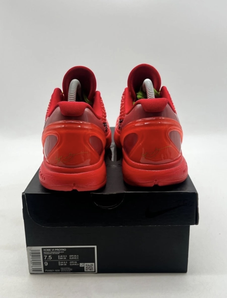 Nike Kobe 6 Protro Reverse Grinch 7.5 (Lightly Worn Pre-Owned)NikeBright Crimson/Black/Electric Green - Image 3