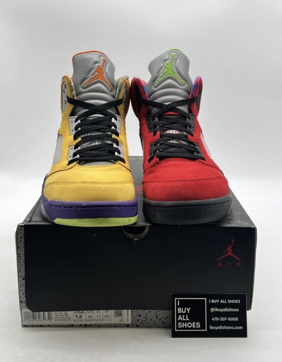 Jordan 5 Retro What The 12 (Lightly Worn Pre-Owned)JordanVarsity Maize/Court Purple-Ghost Green-Solar Orange - Image 2