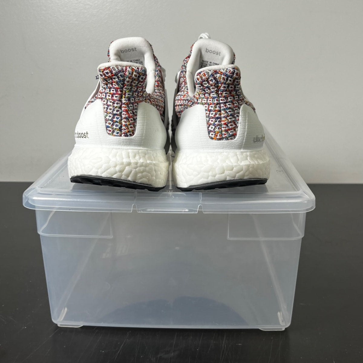 adidas Ultra Boost 4.0 White Multi-Color 8 (Lightly Worn Pre-Owned)adidasCloud White/Cloud White/Collegiate Navy - Image 4
