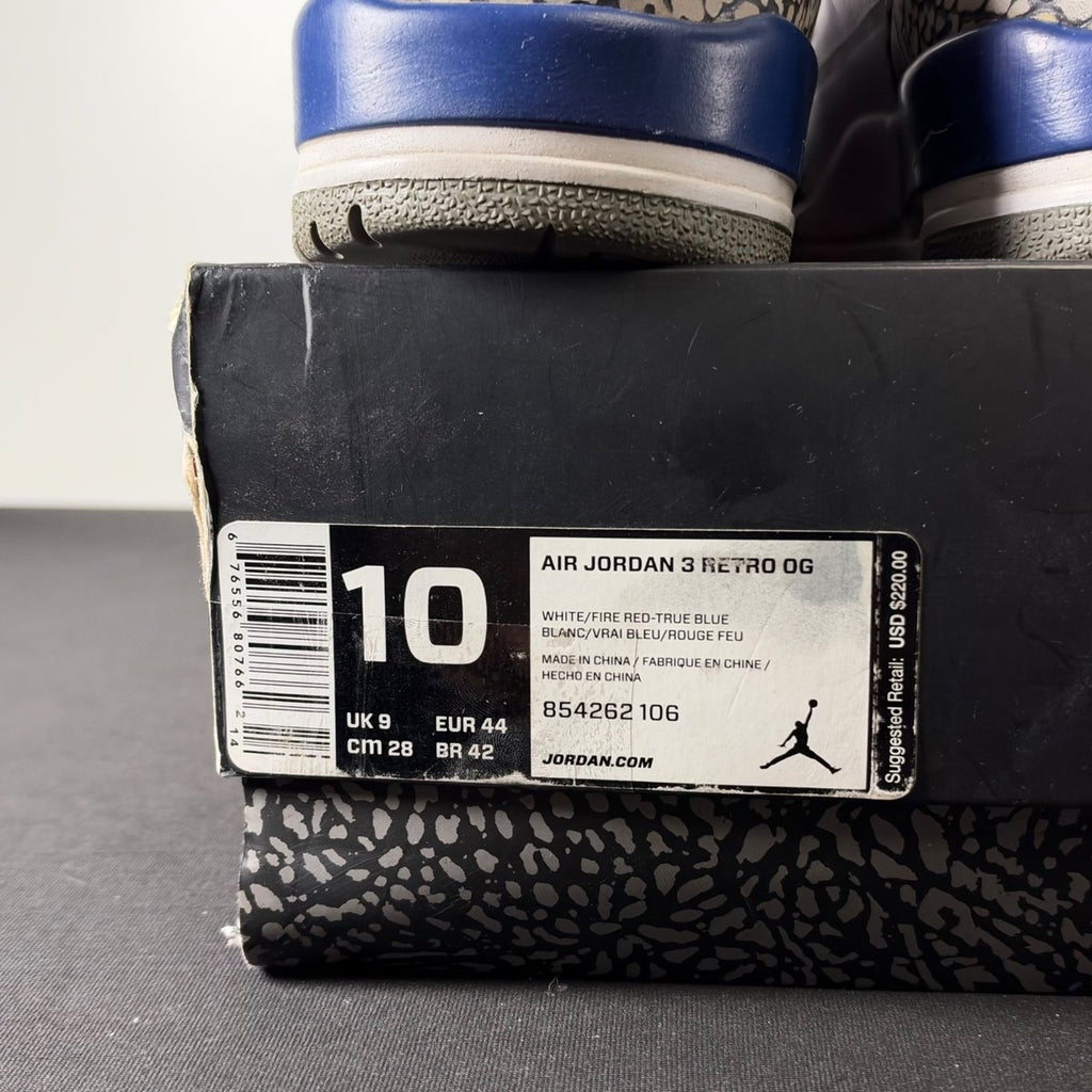 Jordan 3 Retro True Blue (2016) (Size 10) - aux