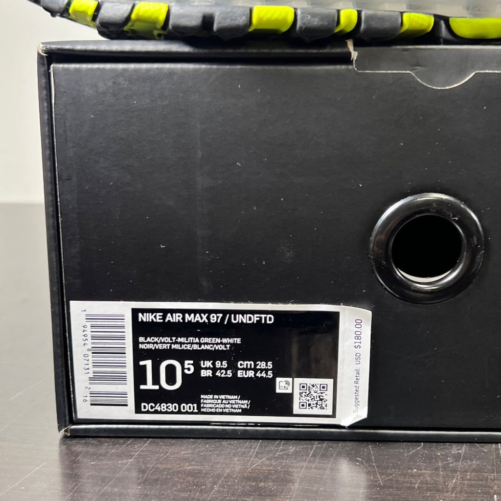 Nike Air Max 97 Undefeated Black Volt 10.5 (Lightly Worn Pre-Owned)NikeBlack/Volt/Militia Green - Image 5