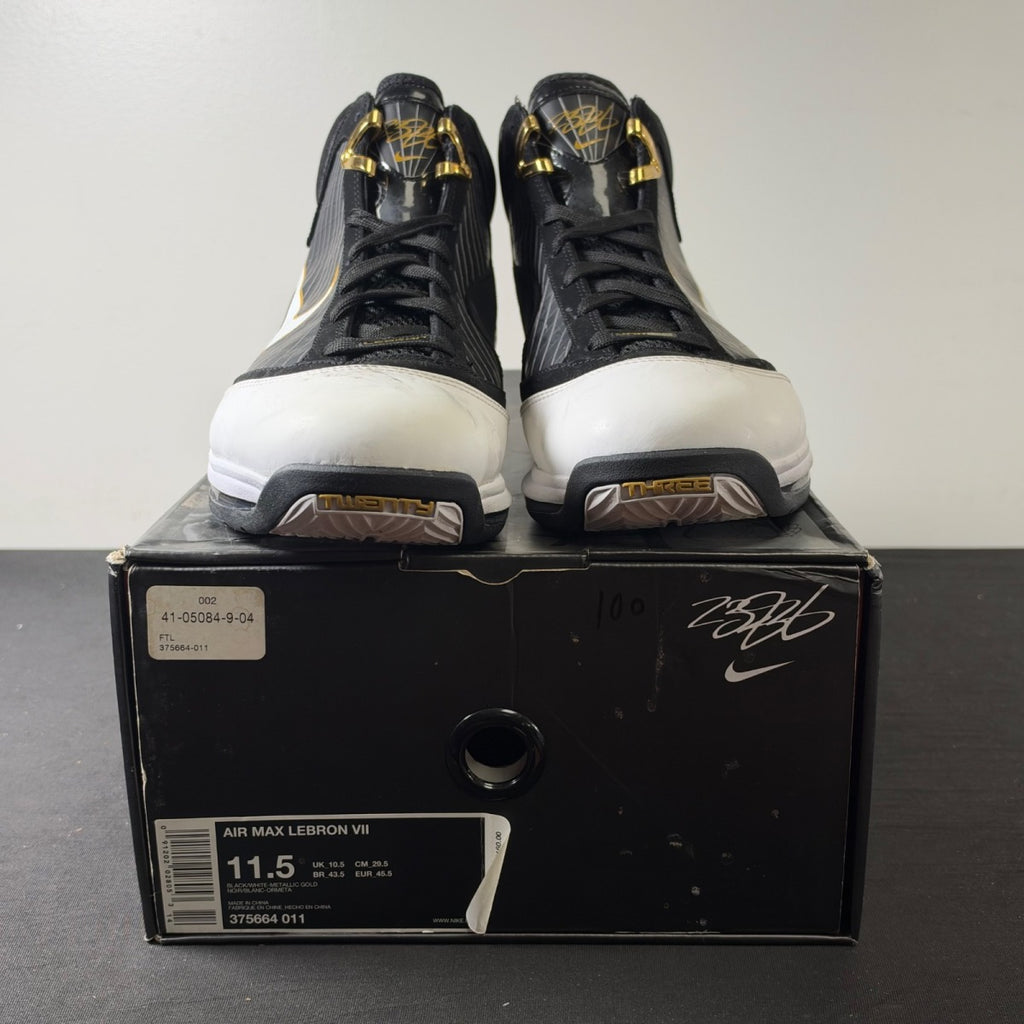 Nike LeBron 7 Black/White-Metallic Gold (Size 11.5) - Image 2