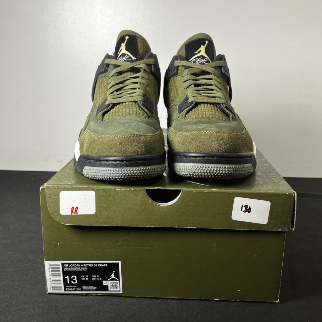 Jordan 4 Retro SE Craft Medium Olive 13 (Moderately Worn Pre-Owned)JordanMedium Olive/Pale Vanilla/Khaki/Black/Sail - Image 2
