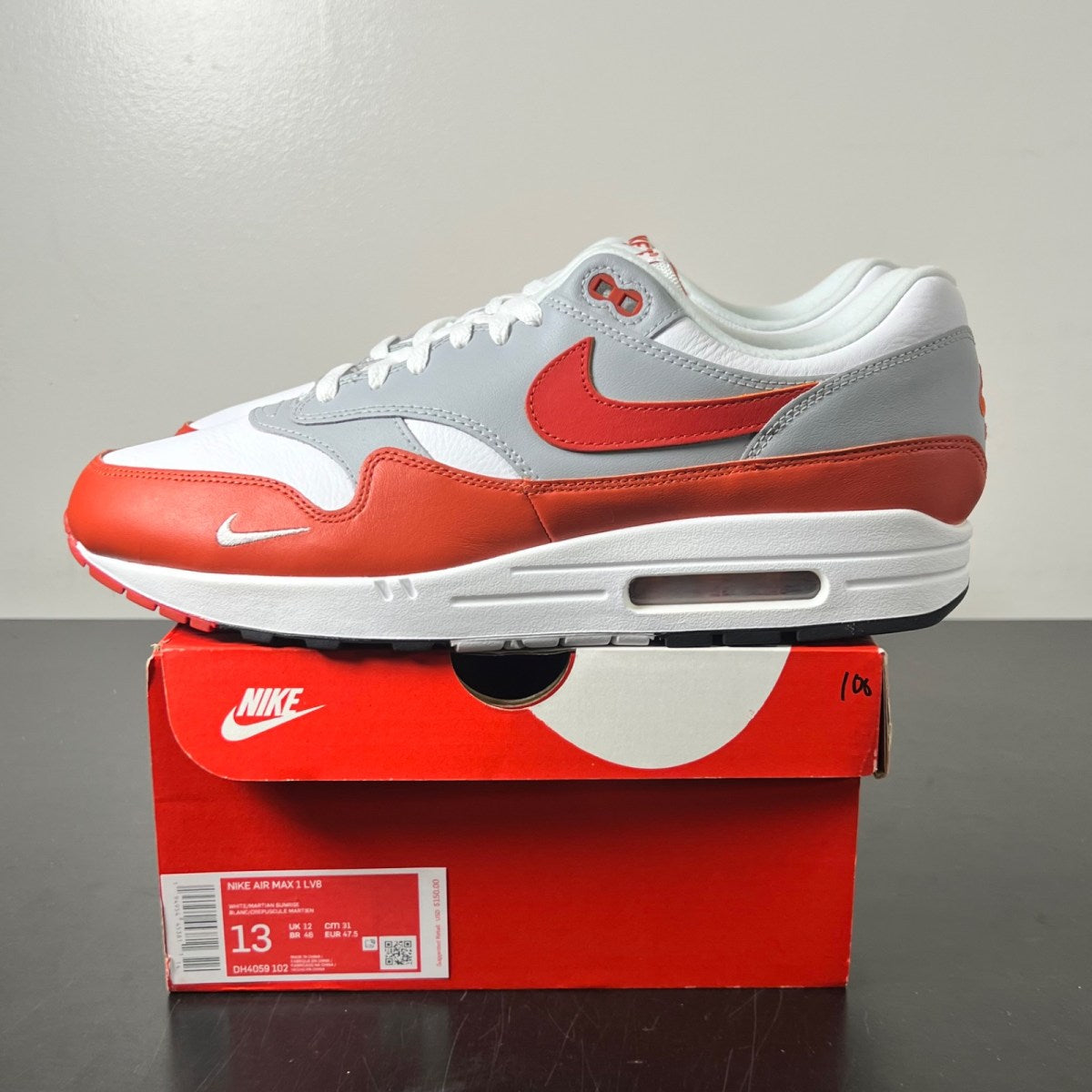 Nike Air Max 1 Martian Sunrise 13 (Lightly Worn Pre-Owned)NikeWhite/Martian Sunrise-Wolf Grey-Black - Image 3