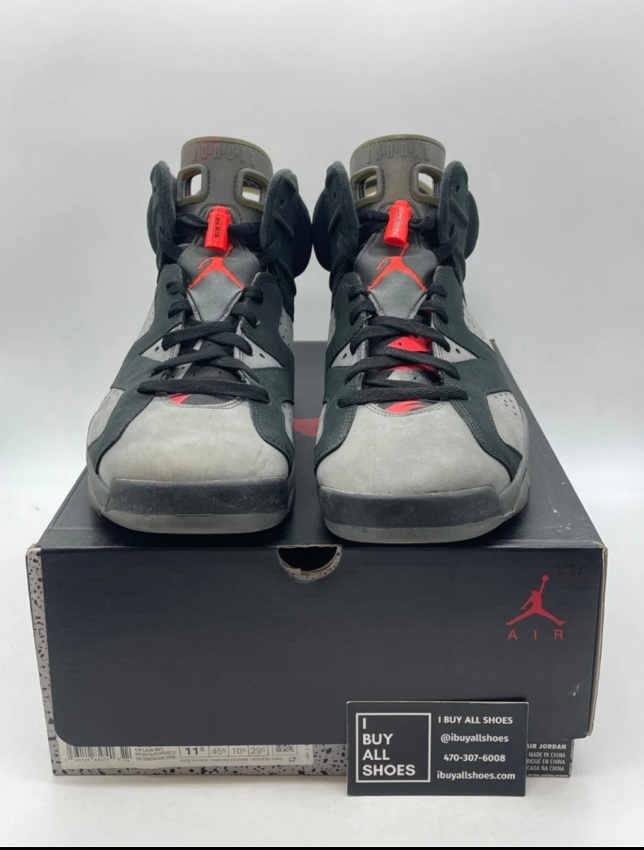 Jordan 6 Retro PSG Paris Saint-Germain 11.5 (Moderately Worn Pre-Owned)JordanIron Grey/Infrared 23-Black - Image 2