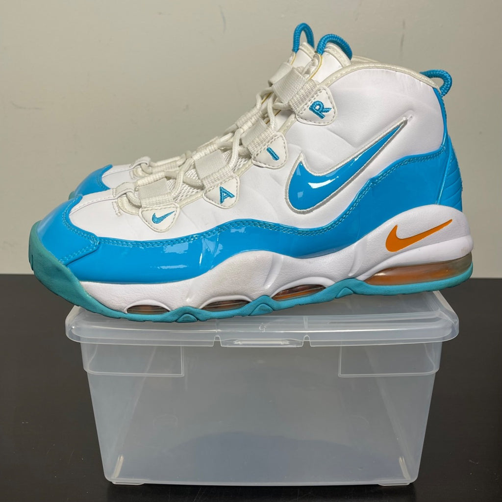 Nike Air Max Uptempo 95 Blue Fury 10.5 (Moderately Worn Pre-Owned)NikeWhite/Blue Fury-Canyon Gold - Image 3
